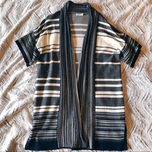 Runs Large! Vince Black and White Striped Cardigan